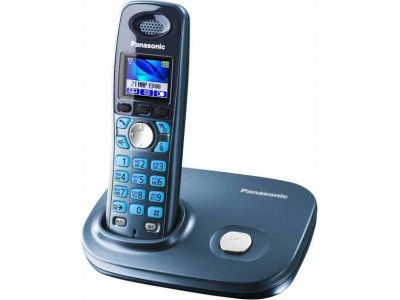 Радиотелефон с голосовым АОН Panasonic KX-TG8011RUC синий металлик